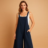 Lightweight jumpsuit with wide legs for women.