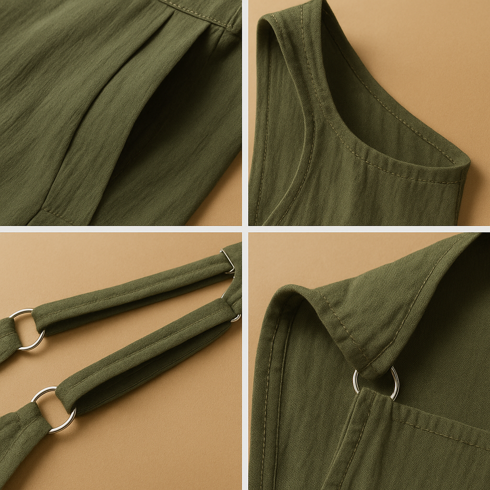 Lightweight jumpsuit with wide legs for women.