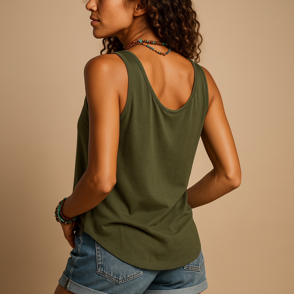 Lightweight sleeveless top with V-neck for women