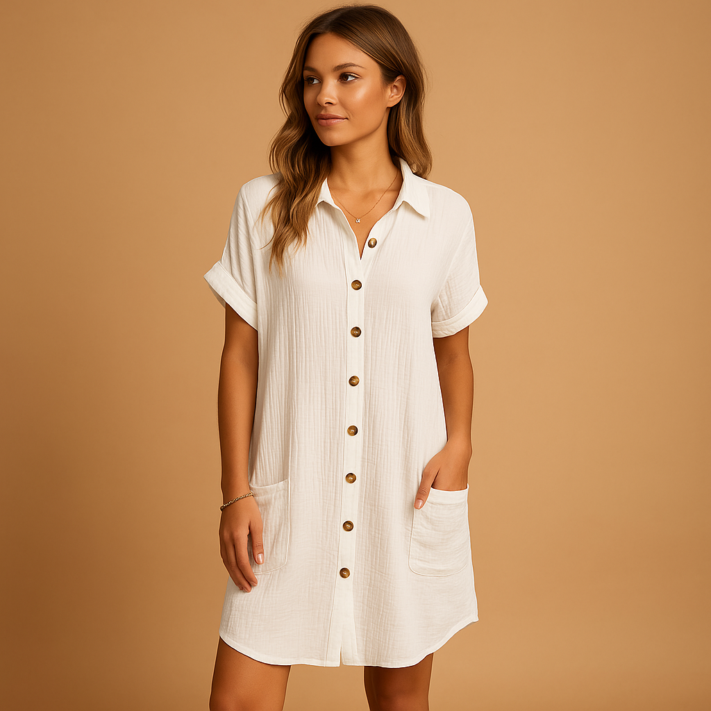 Airy shirt midi dress for women.