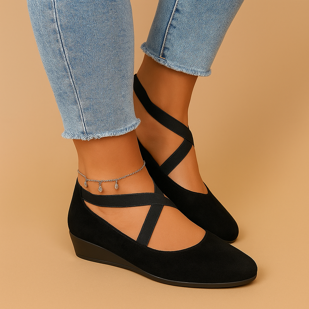 Lightweight wedge heels with decorative studs for women.