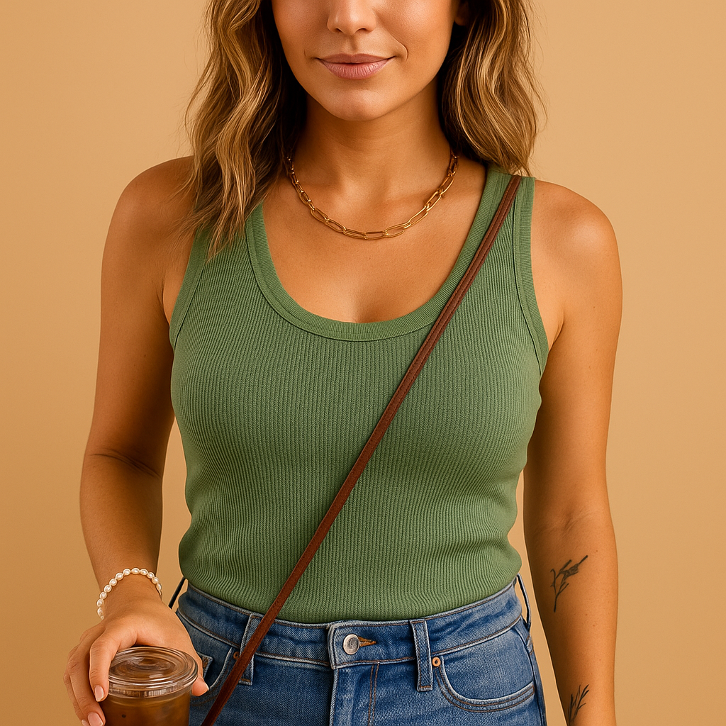 Lightweight tank top with U-neck for women