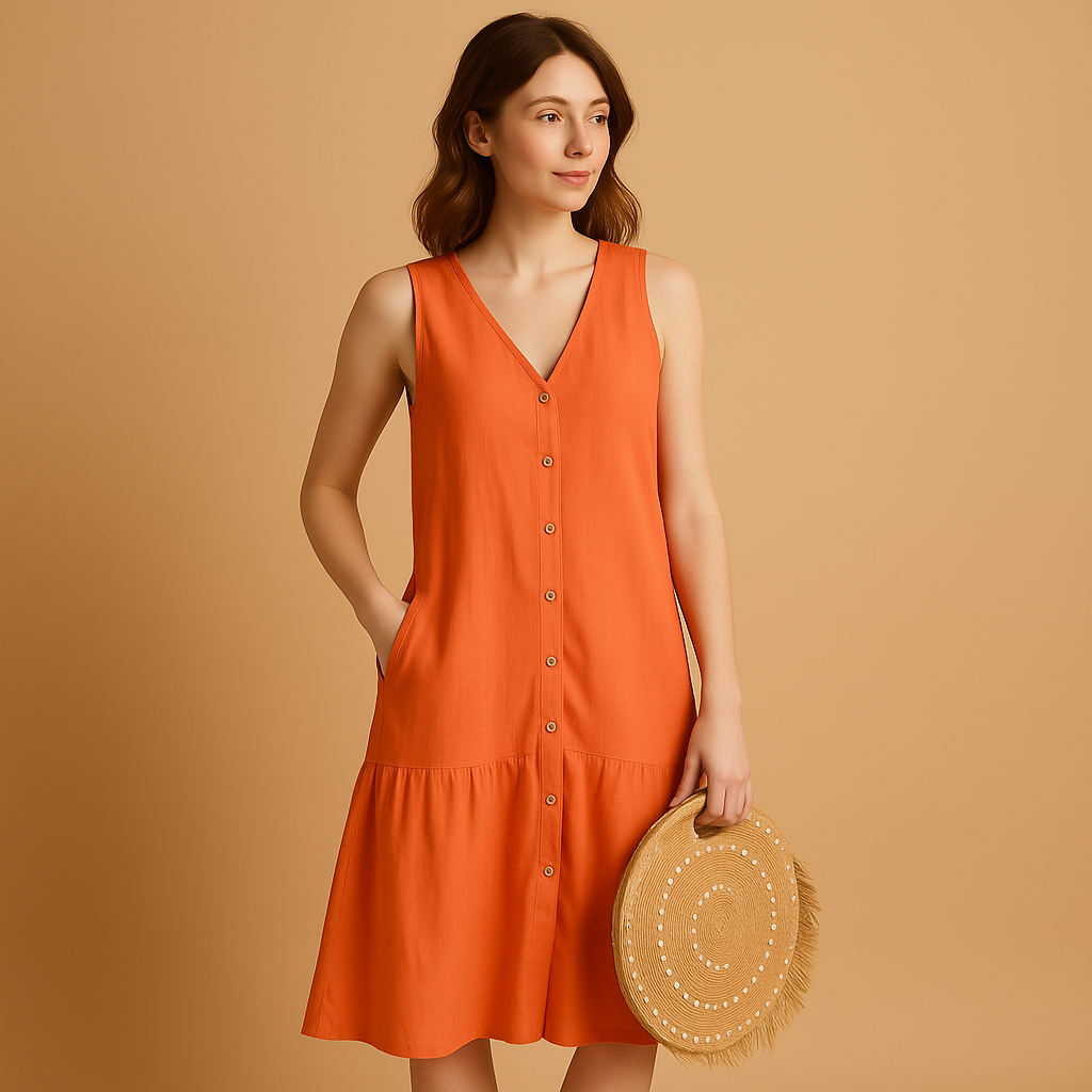 Summery V-neck dress for women with an elegant fit.