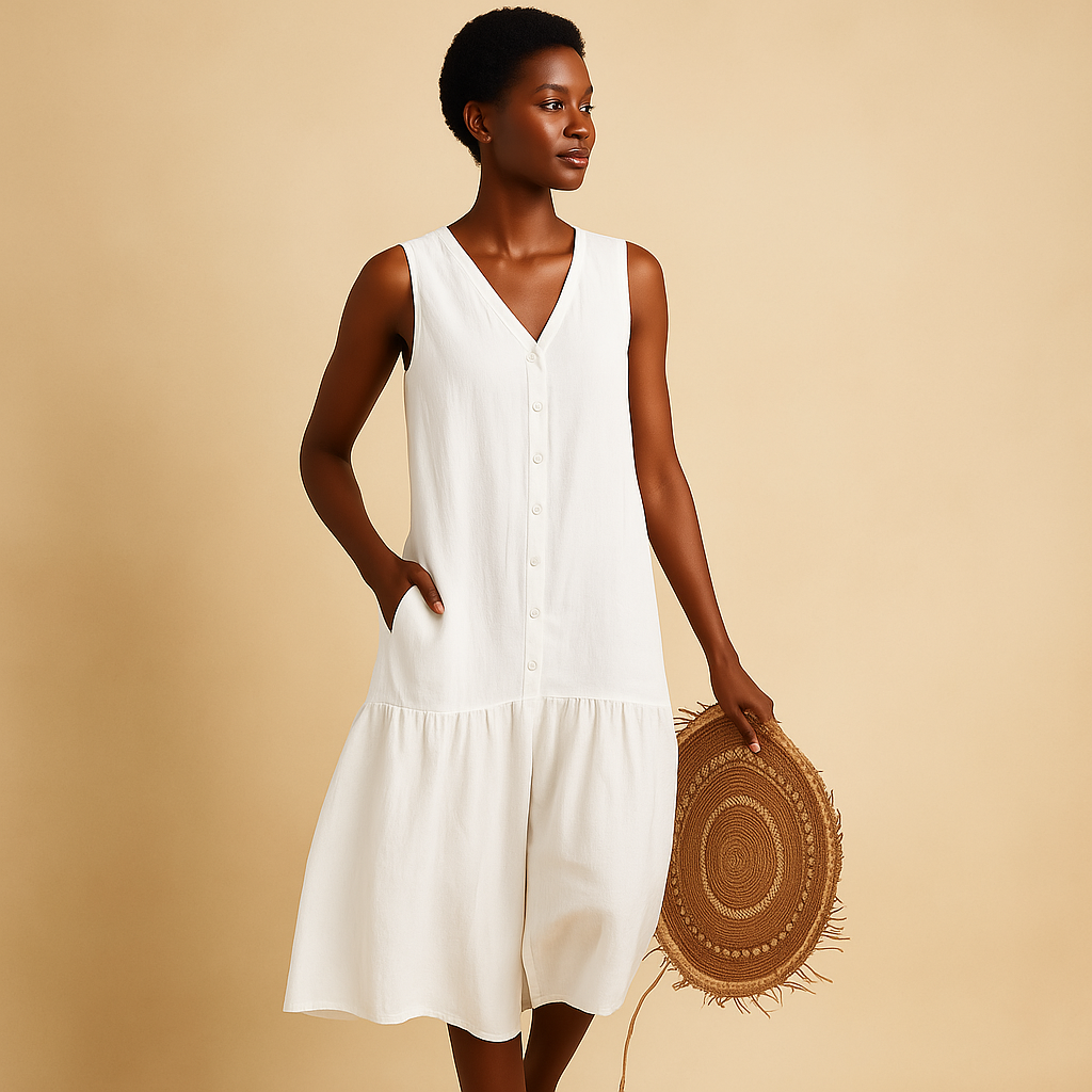 Summery V-neck dress for women with an elegant fit.