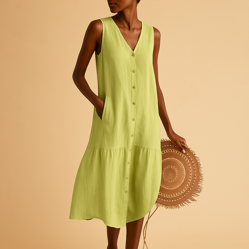 Summery V-neck dress for women with an elegant fit.