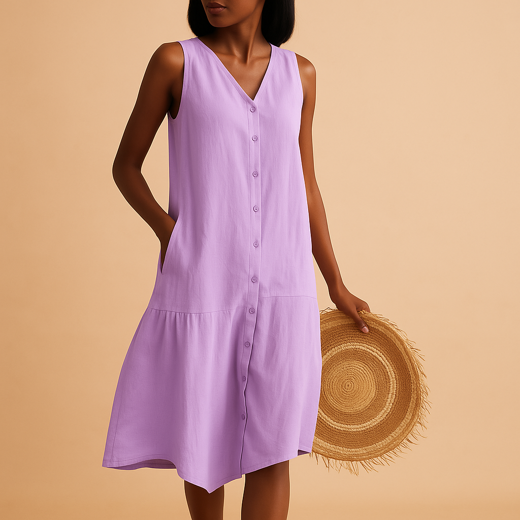 Summery V-neck dress for women with an elegant fit.