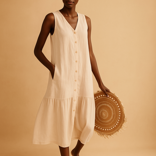 Summery V-neck dress for women with an elegant fit.