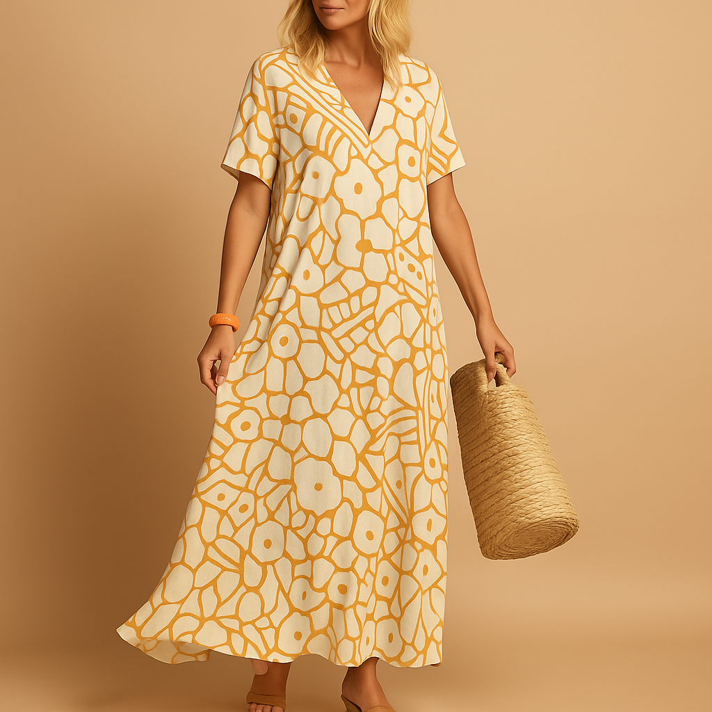 Lightweight summer dress with short sleeves for women.