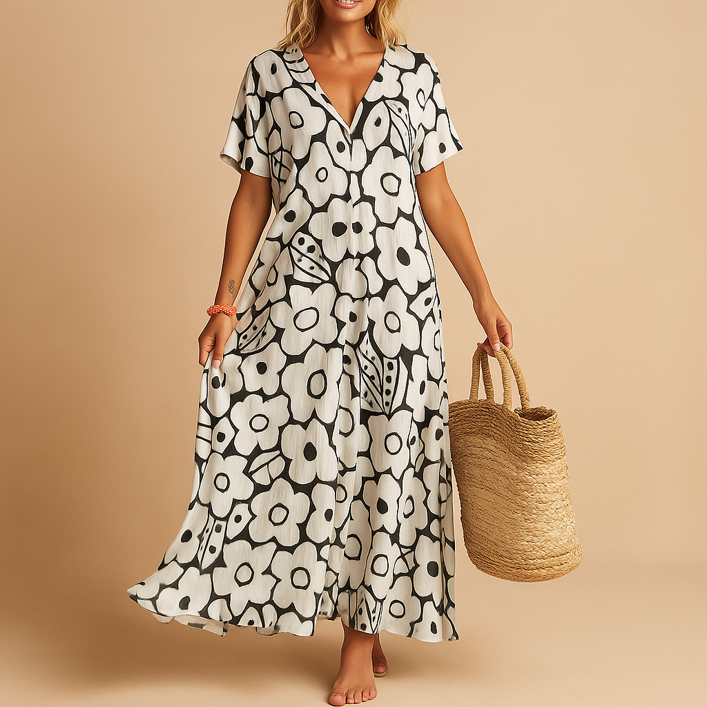Lightweight summer dress with short sleeves for women.
