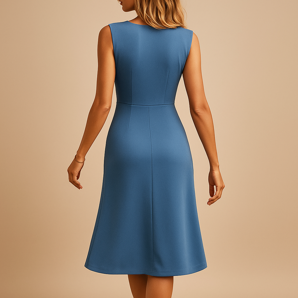 Lightweight, sleeveless, knee-length summer dress for women.