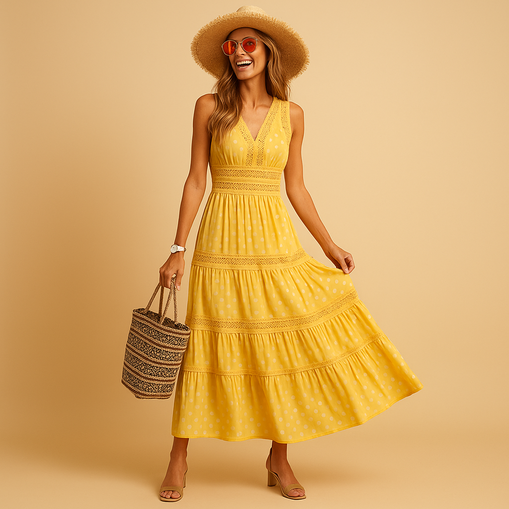 Maxi summer dress with flowing fit for women.