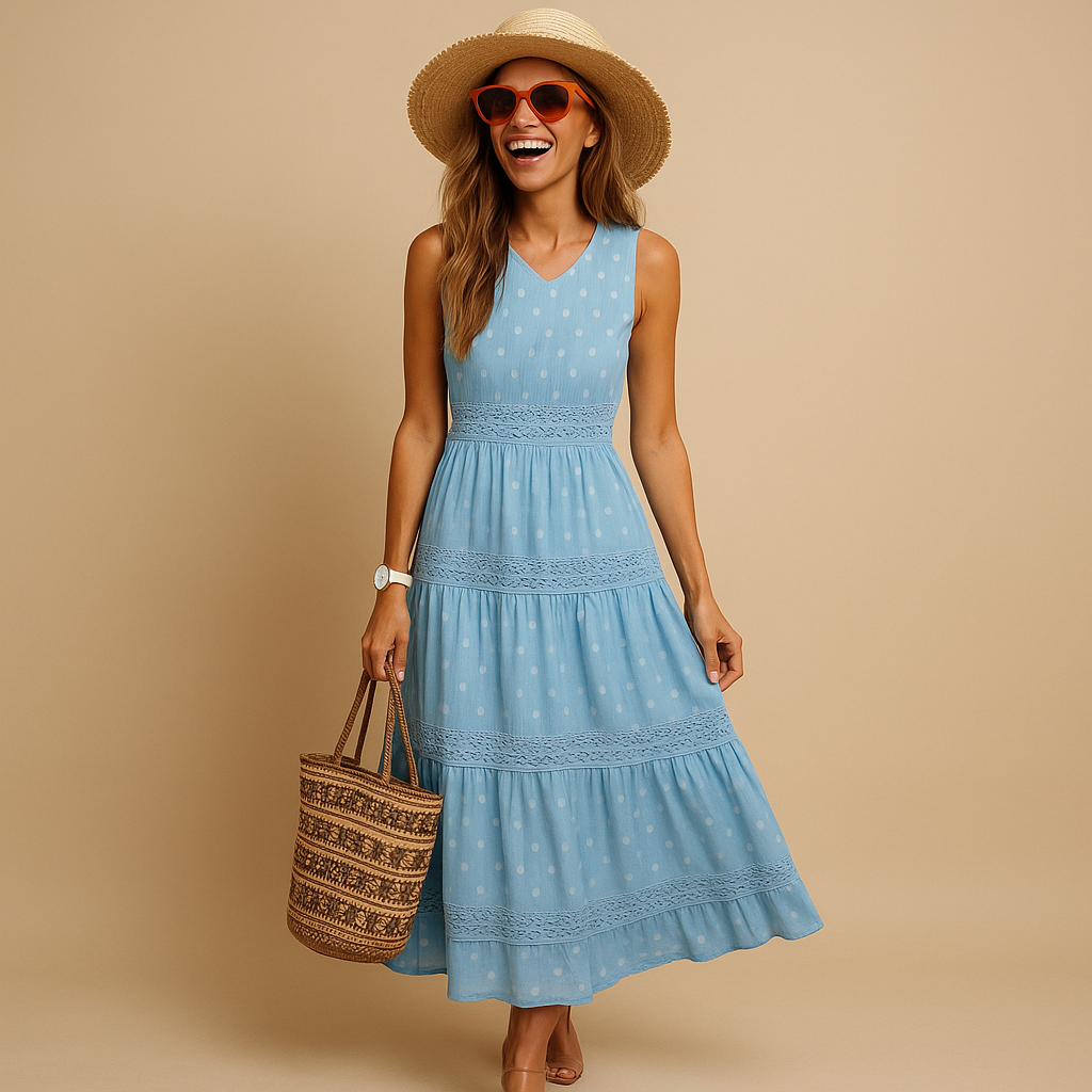 Maxi summer dress with flowing fit for women.