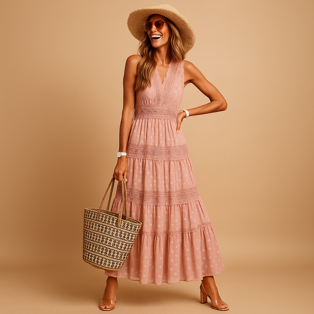 Maxi summer dress with flowing fit for women.