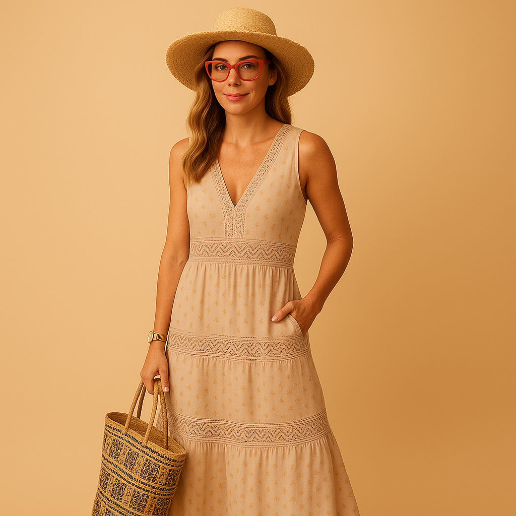 Maxi summer dress with flowing fit for women.