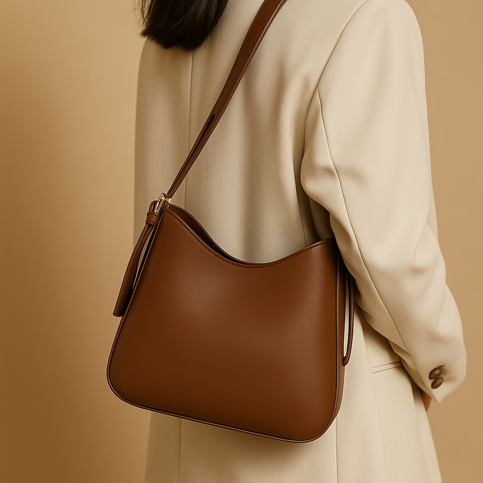 Minimalist crossbody bag with compact interior for women.