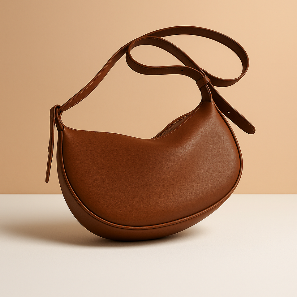 Minimalist crossbody bag made of soft PU leather for women.