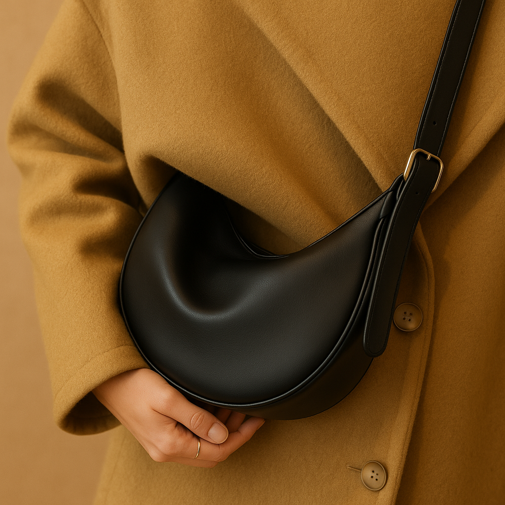 Minimalist crossbody bag made of soft PU leather for women.