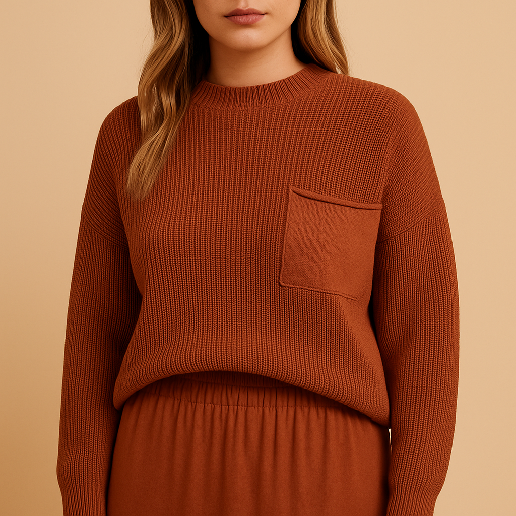 Minimalist knit sweater for women.