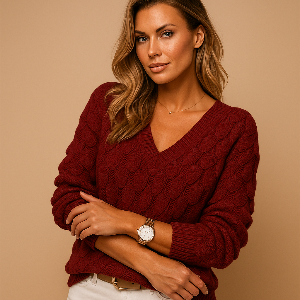 Minimalist knit sweater for women.