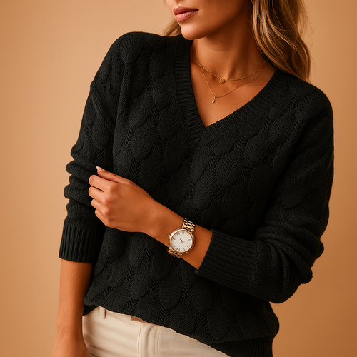 Minimalist knit sweater for women.