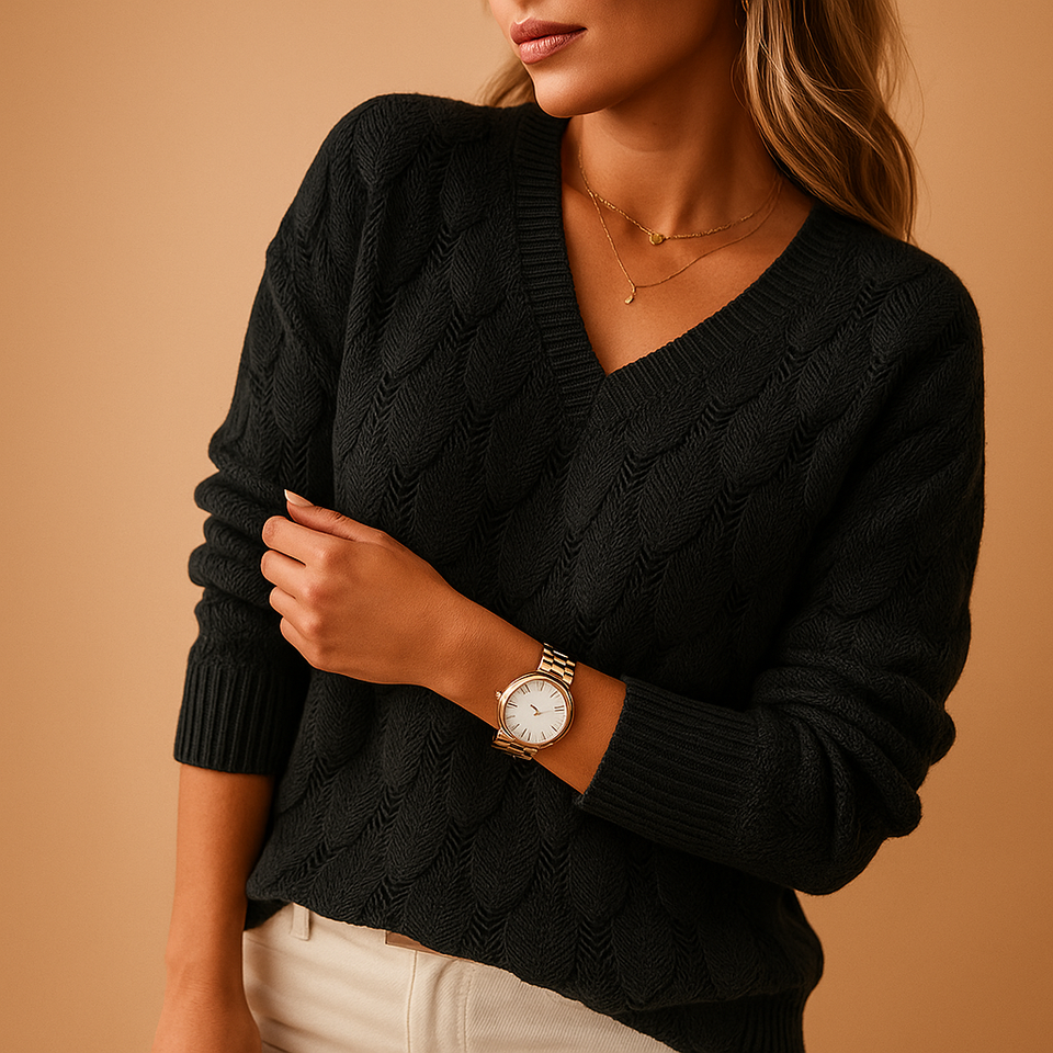 Minimalist knit sweater for women.