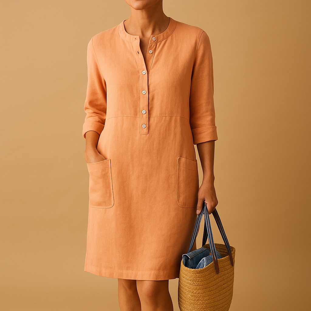 Minimalist midi dress in solid color for women.