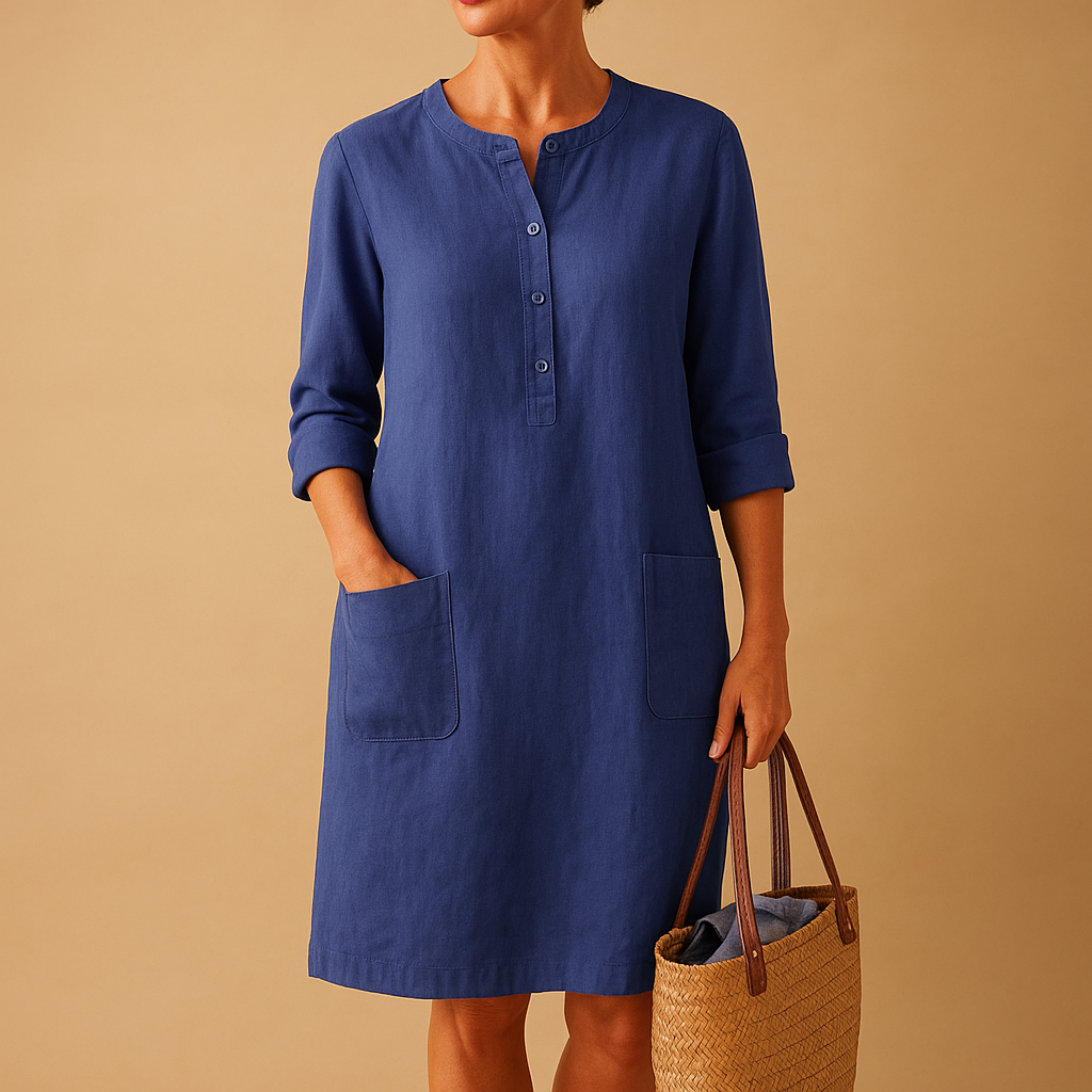 Minimalist midi dress in solid color for women.