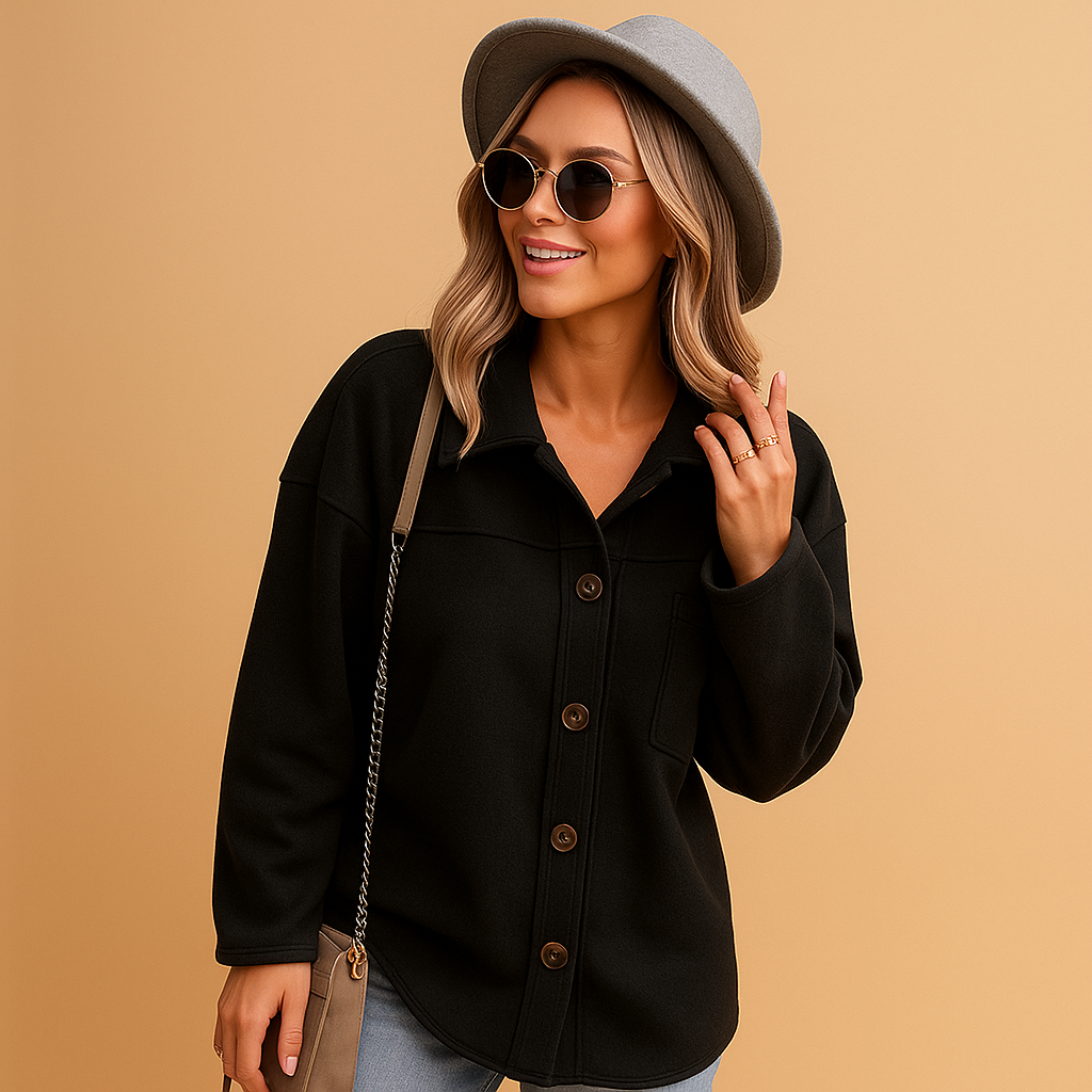 Sleeveless winter cardigan for women with a classic silhouette.
