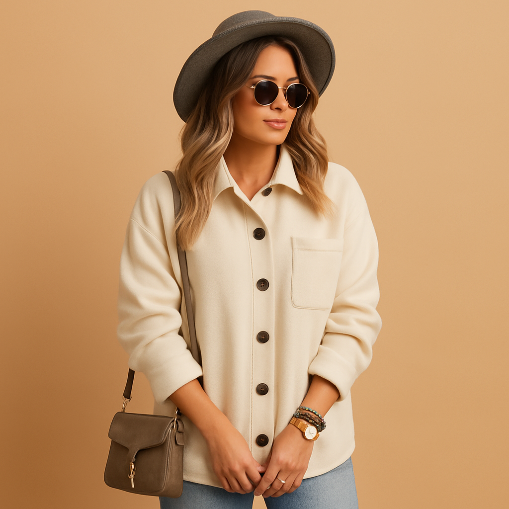 Sleeveless winter cardigan for women with a classic silhouette.