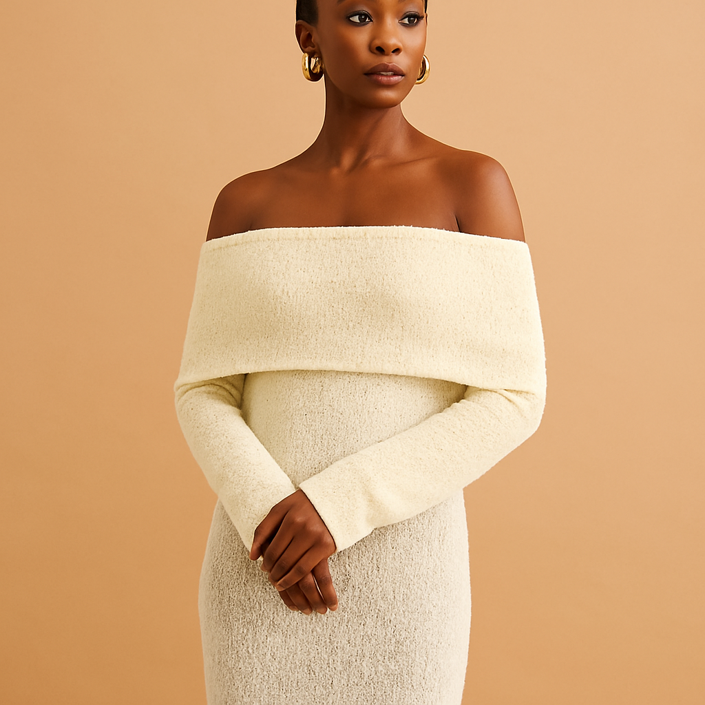 Off-shoulder summer dress with an elegant fit for women.
