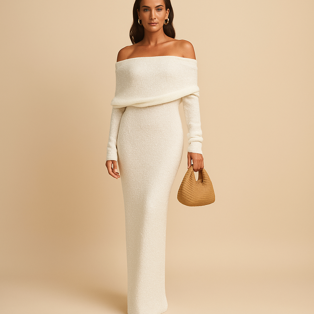 Off-shoulder summer dress with an elegant fit for women.