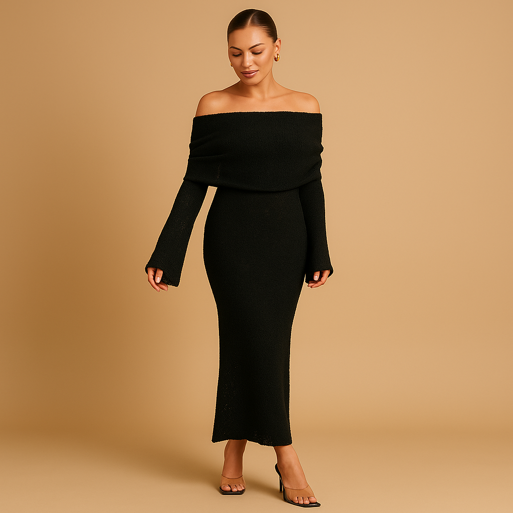 Off-shoulder summer dress with an elegant fit for women.