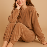 Comfortable pyjama set with sweater and pants for women.