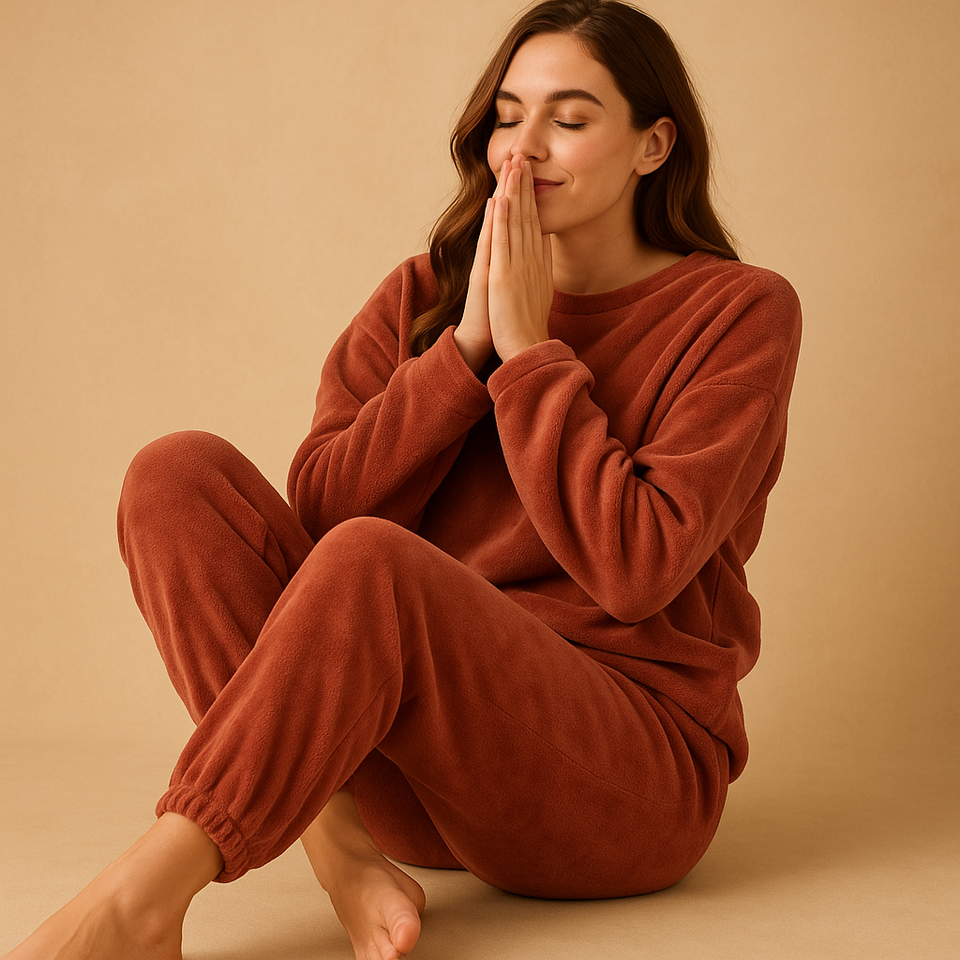 Comfortable pyjama set with sweater and pants for women.