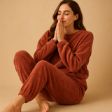 Comfortable pyjama set with sweater and pants for women.