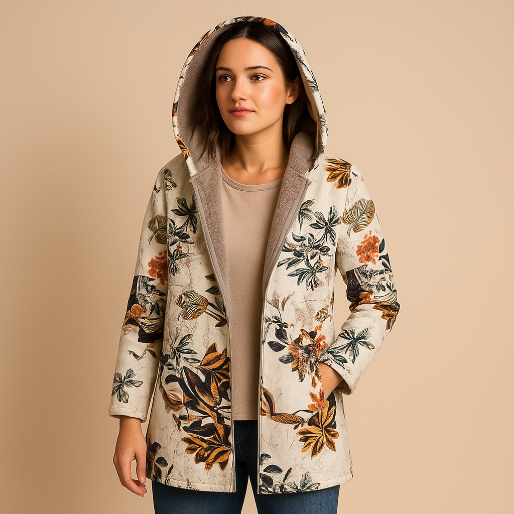 Reversible thermal jacket with hood for women