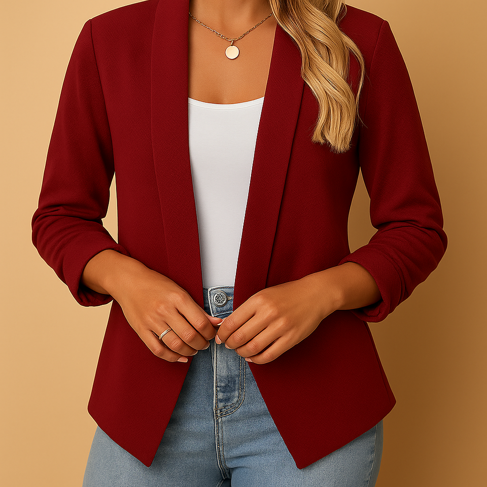 Open-front blazer with an elegant fit for women.