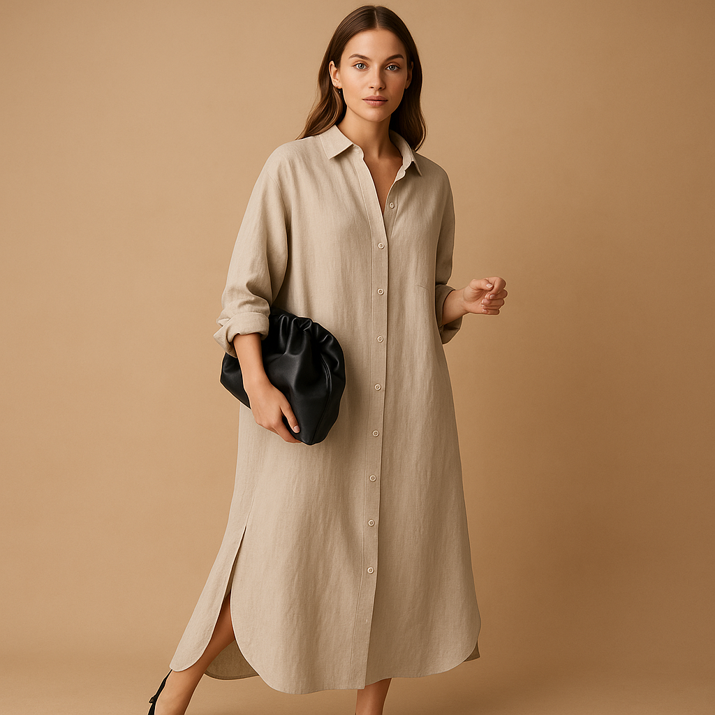 Hemp blend shirt dress for women.