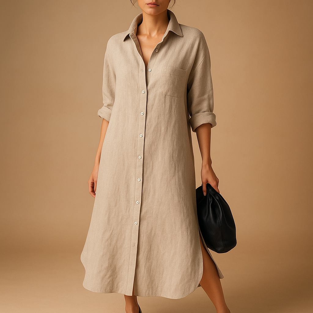 Hemp blend shirt dress for women.
