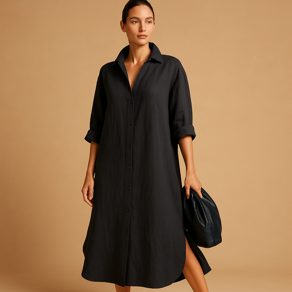 Hemp blend shirt dress for women.