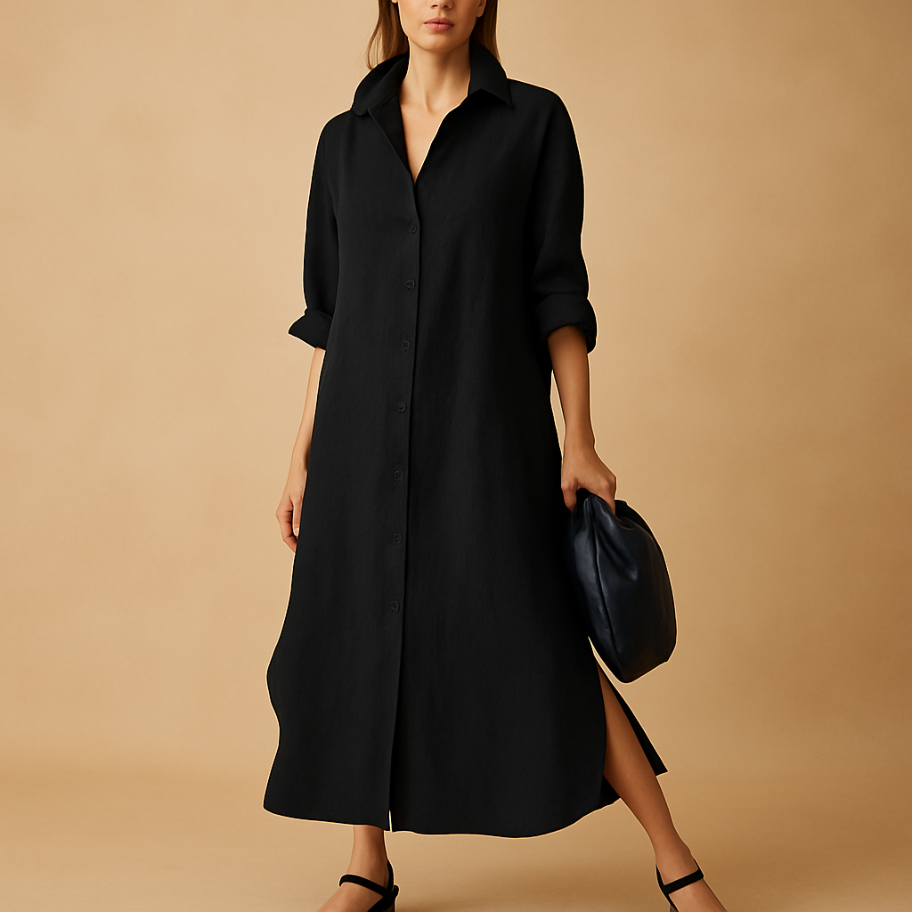 Hemp blend shirt dress for women.