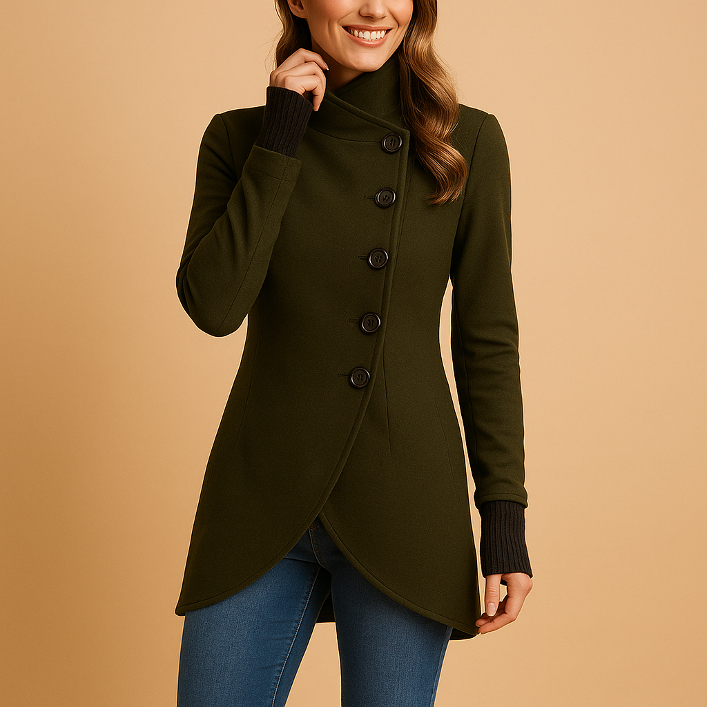 Oversized asymmetrical coat for women