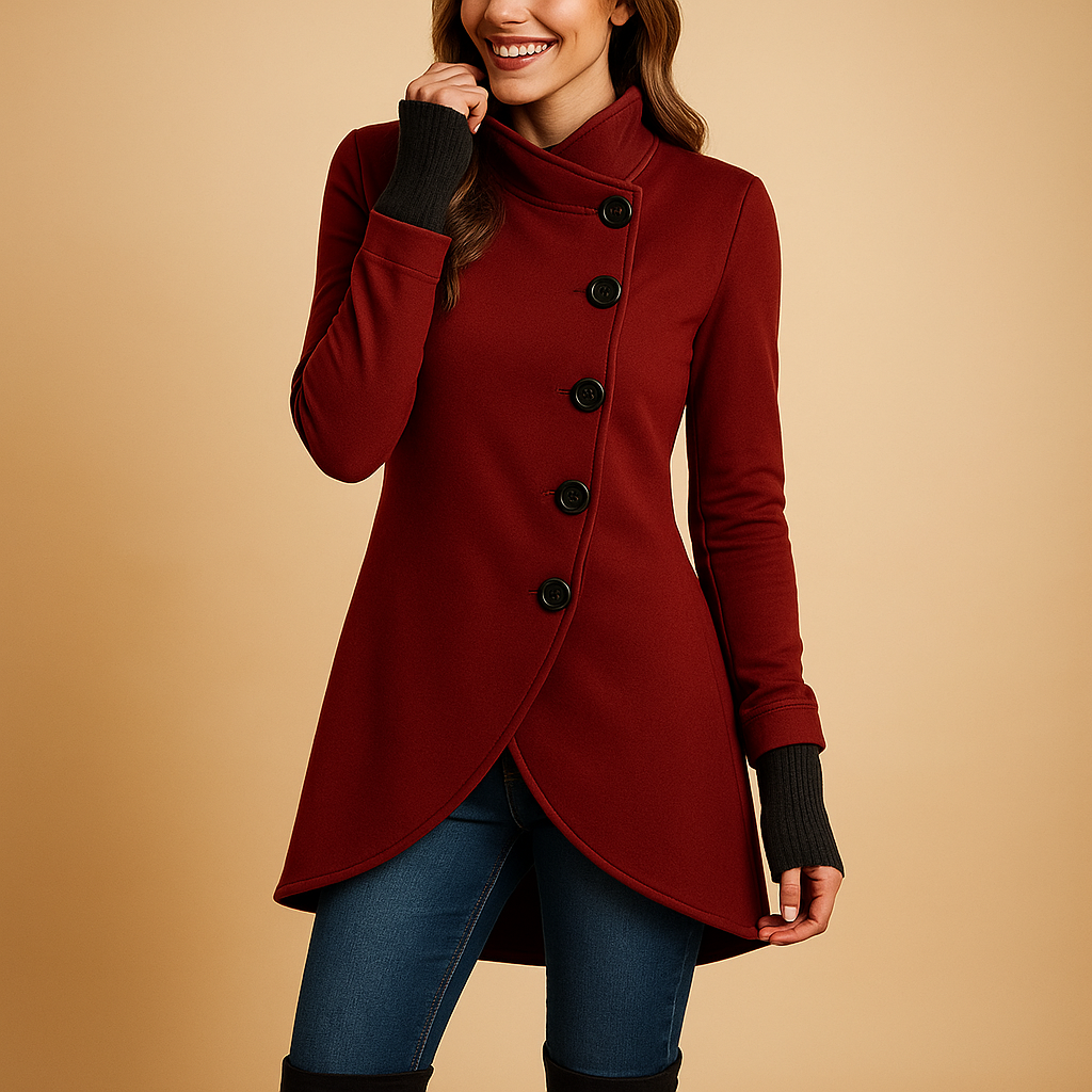 Oversized asymmetrical coat for women