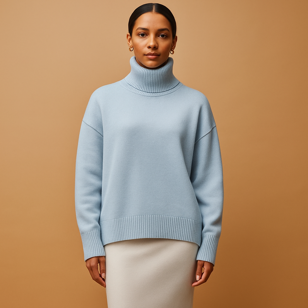 Oversized turtleneck for women with a flattering fit.