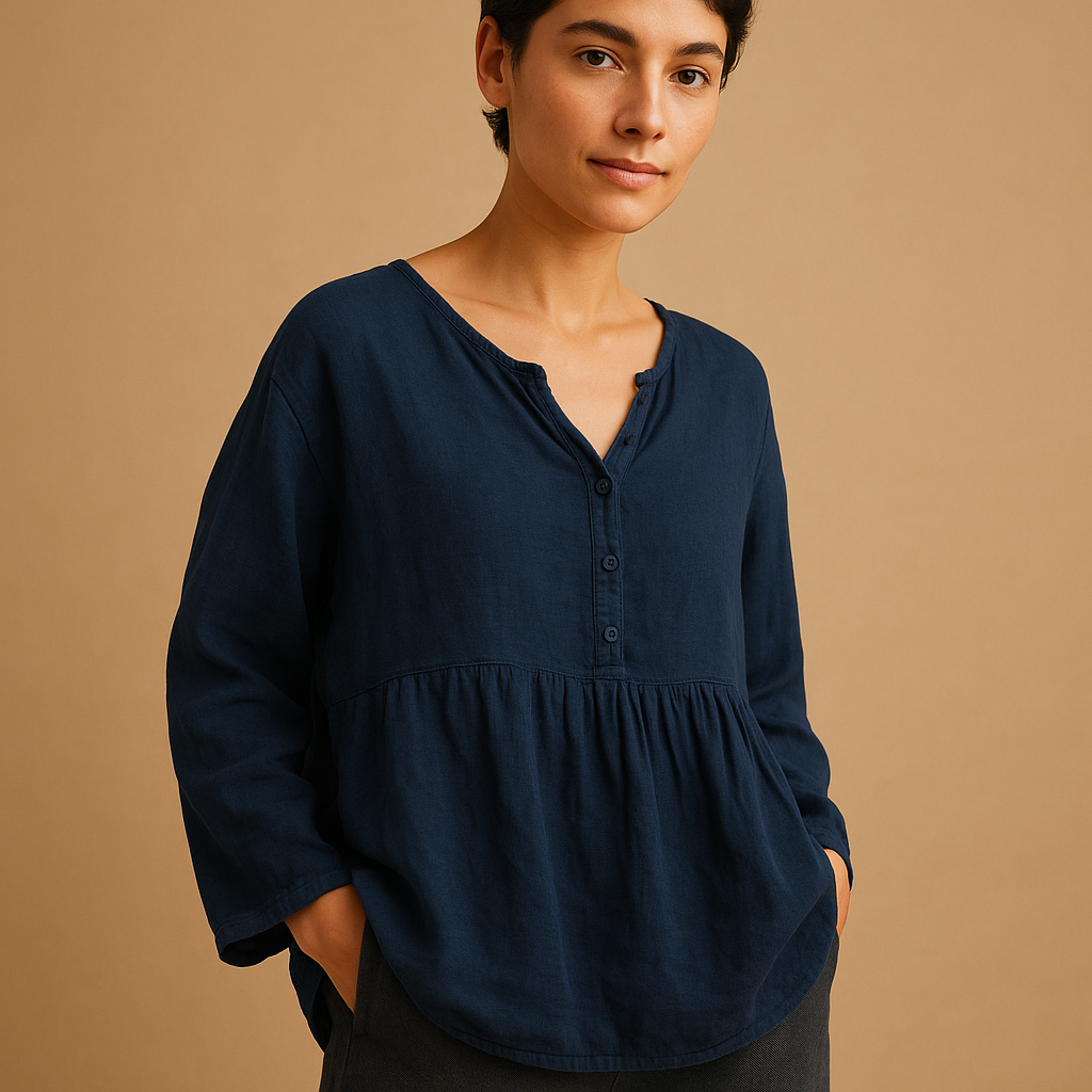 Oversized summer blouse with a fashionable fit for women