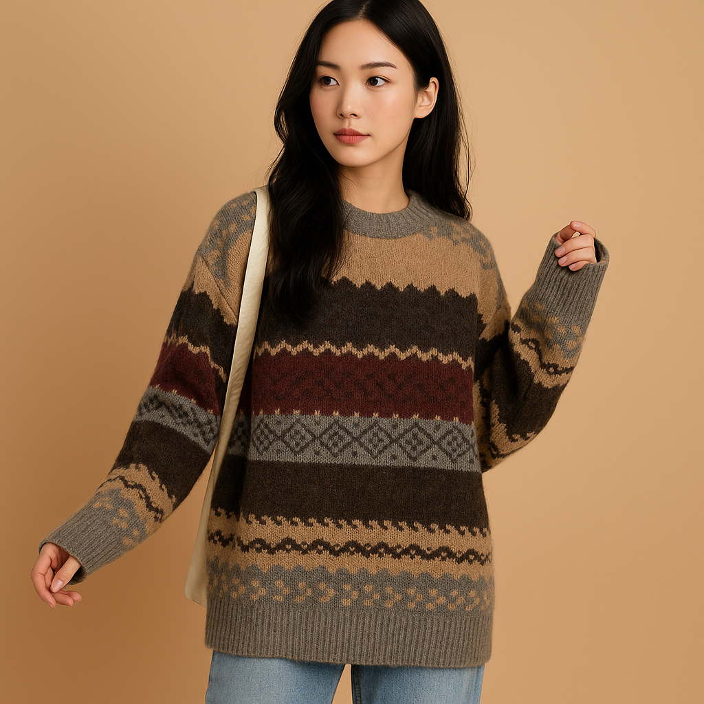 Oversized knit sweater for women.