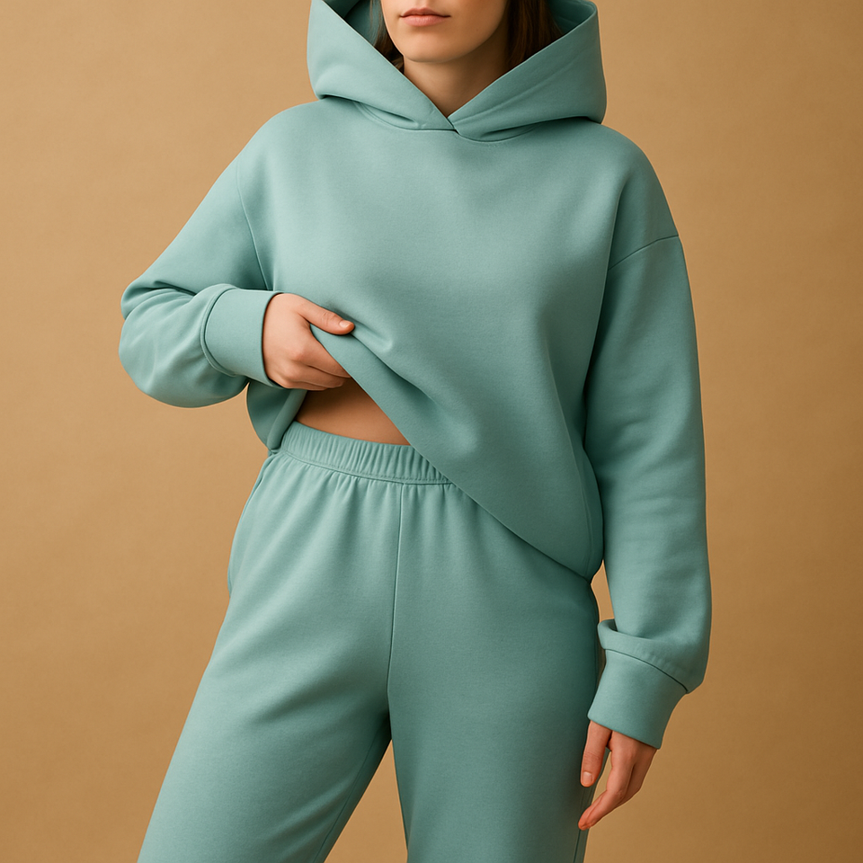 Oversized loungewear set with hoodie and pants for women.