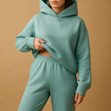 Oversized loungewear set with hoodie and pants for women.