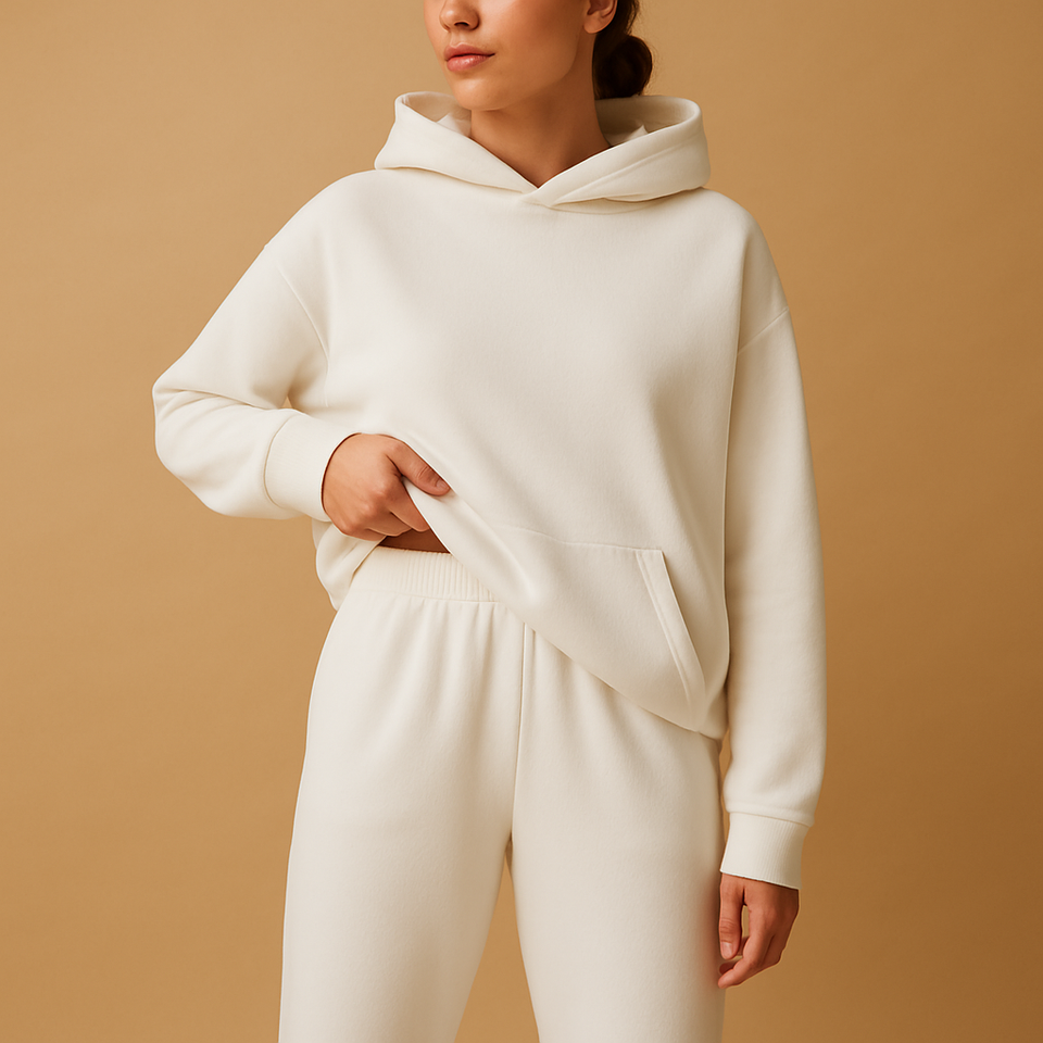 Oversized loungewear set with hoodie and pants for women.