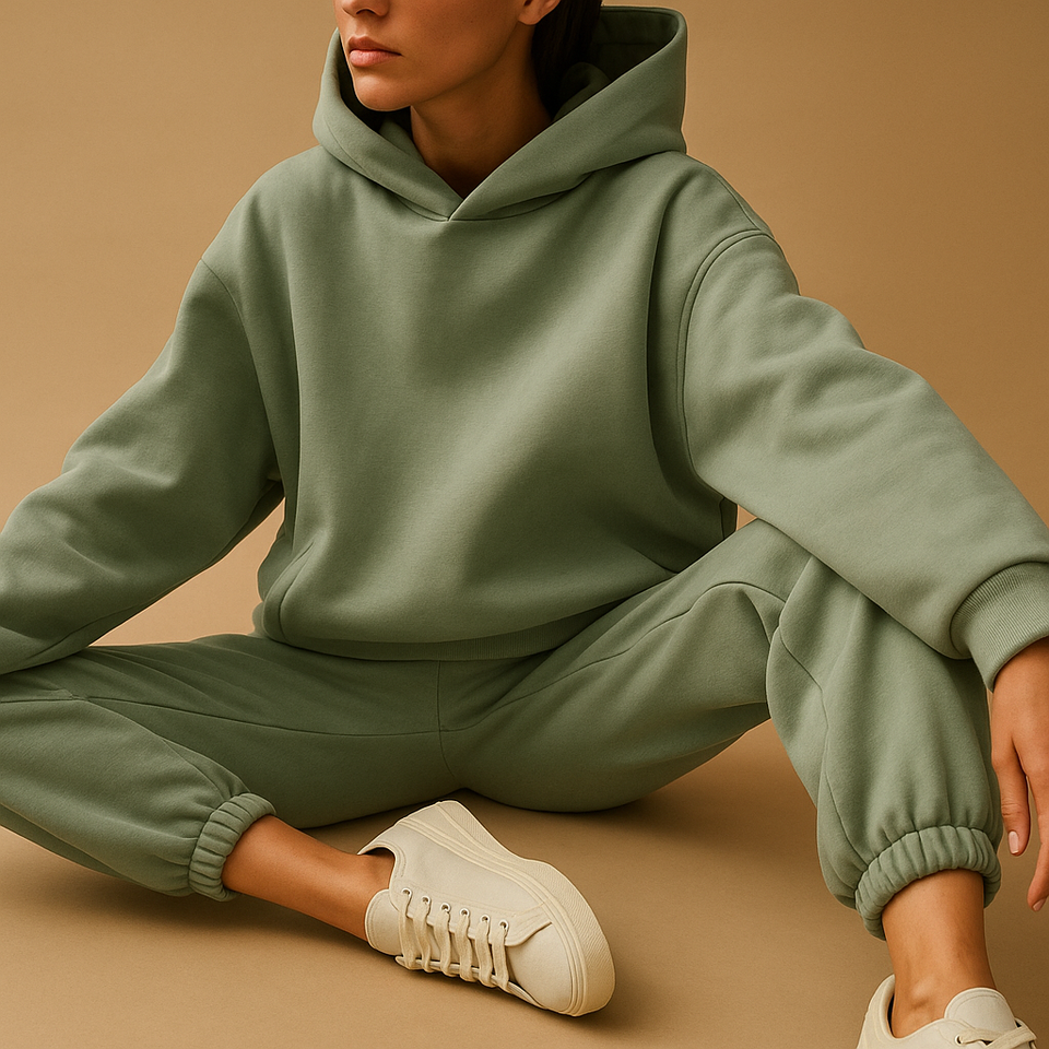 Oversized loungewear set with hoodie and pants for women.